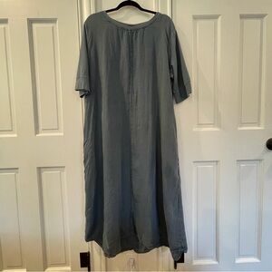 FLAX Caftan Dress - 100% Linen Maxi Dress 3/4 sleeve size Large